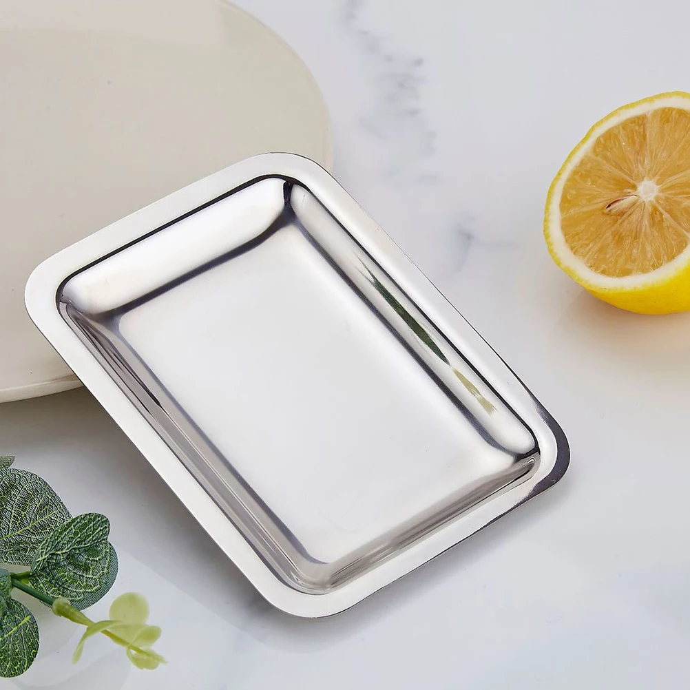 

Stainless Steel Snack Dish Rectangular Serving Tray Thick 304 Steel Hotel Towels Platter Vintage Fruit Plate Baking Sheet Pan