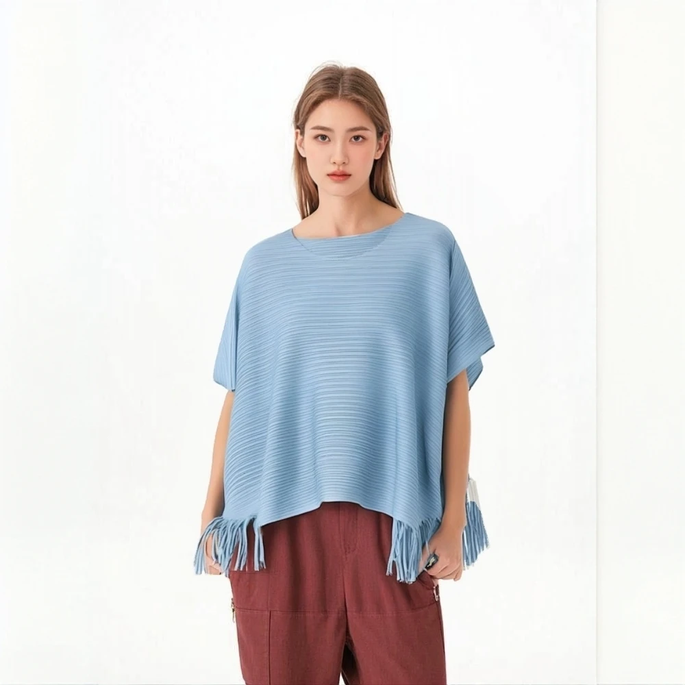 

Miyake Pleated Summer Hundred Models Pleated Tops Women's 2025 Summer Thin Comfortable High-end Loose Large Size Thin T-shirt