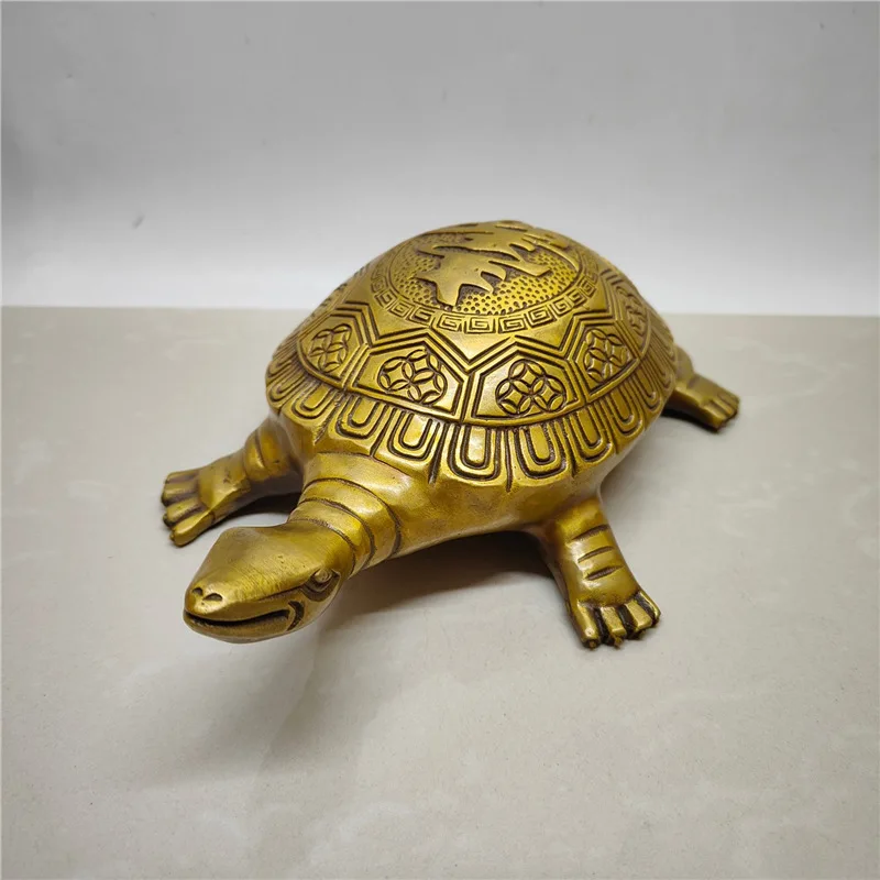 

Antique Brass Turtle Home Living Room Ornament Vintage Copper Animal Longevity Turtle Decoration