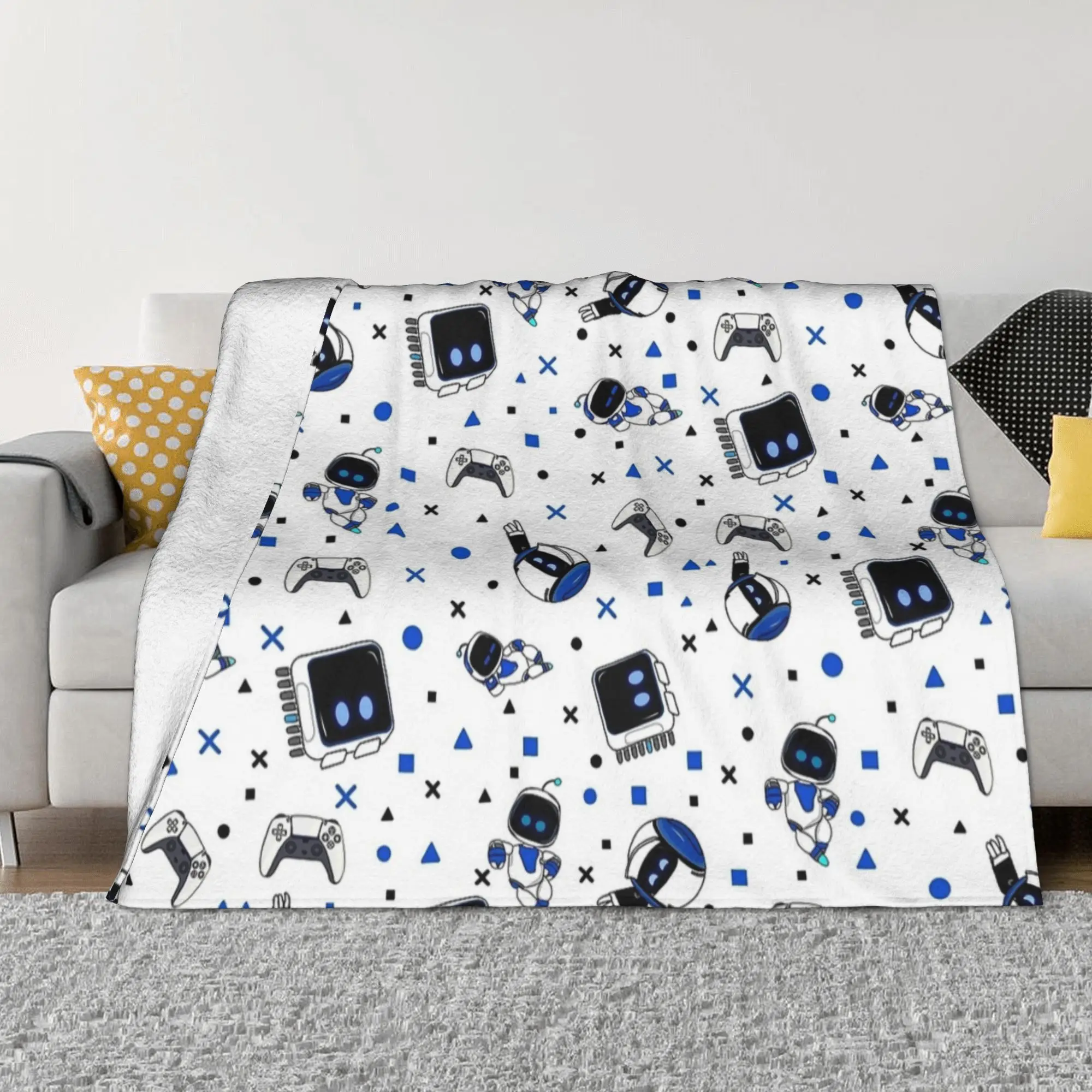 Astrobot and Friends  Blankets Cartoon Game Fuzzy Throw Blankets Bed Sofa Personalised Lightweight Bedspreads