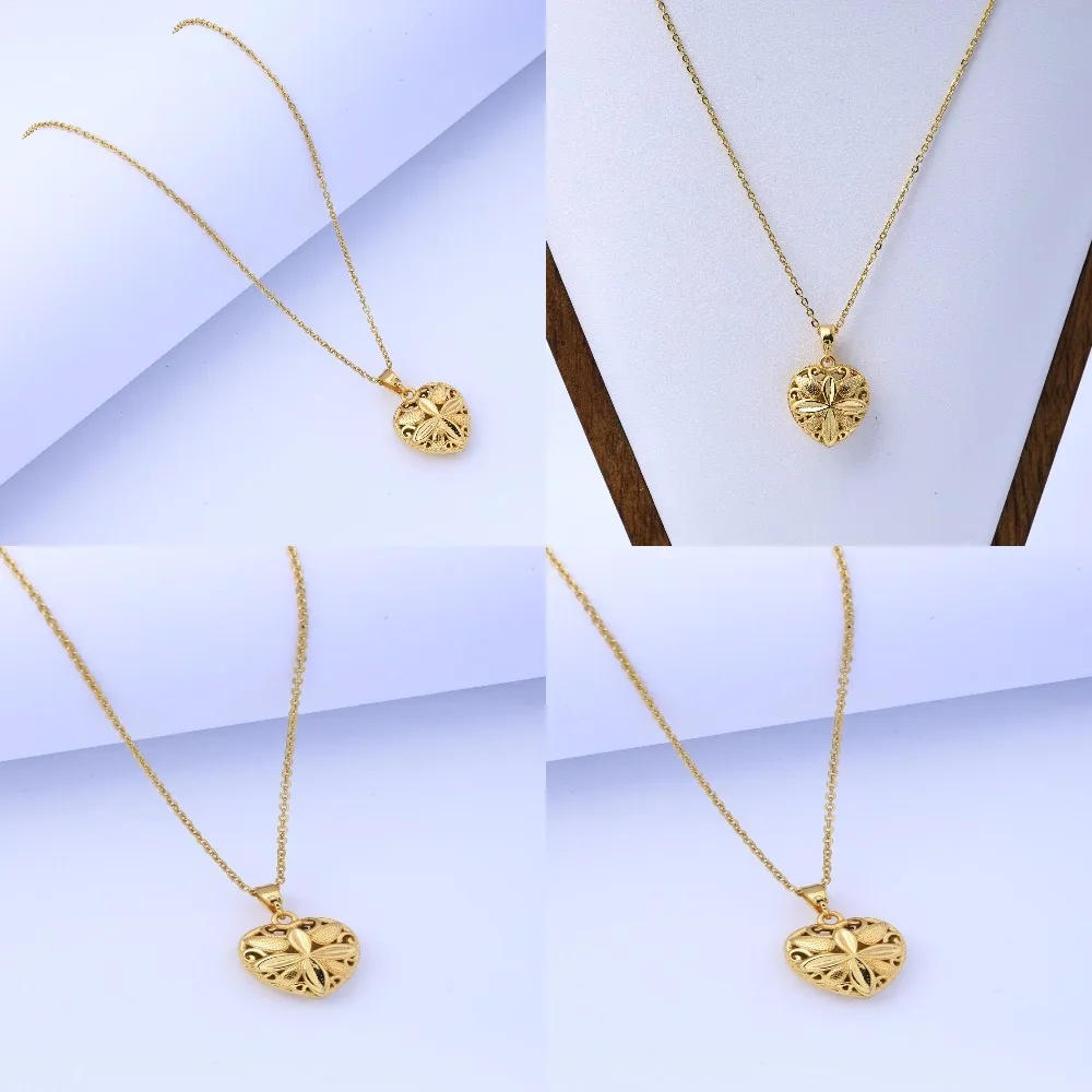 Collar de corazón de oro de arena de Vietnam estilo étnico hueco corazón de pollo conjunto dorado cadena collar dorado fabricantes de joyería al por mayor