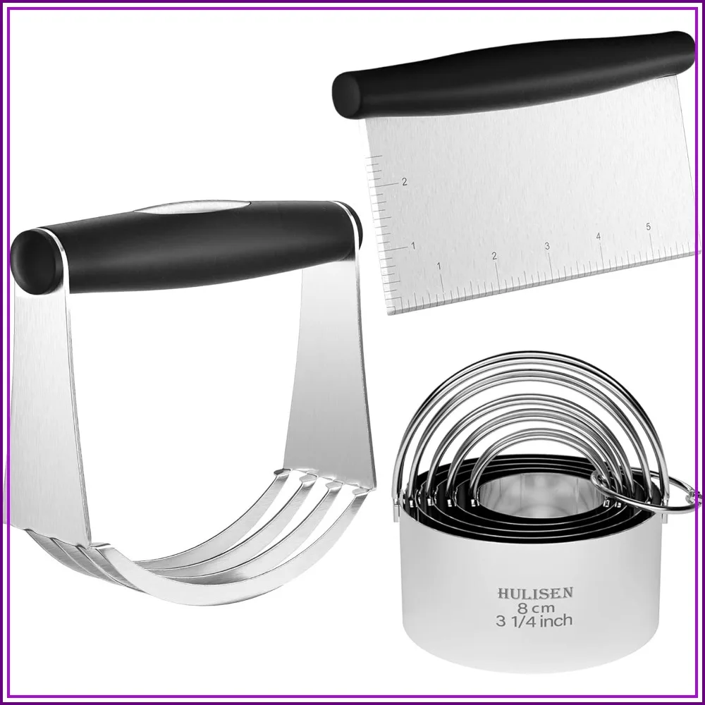 

3-in-1 Pastry Cutter Set: Cookie Cutters, Dough Blender & Scraper, Stainless Steel, Ergonomic Grip, Gift Box
