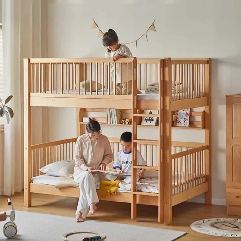 Nordic Kids Bedden Massief Hout Stapelbed Bovenste Onderste Moderne Kinderen Bedden Verhoogde Vangrails Meisje Veilig Letto Een Castello Huismeubilair