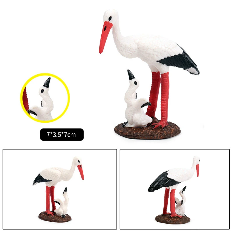 Children\'s Cognitive Education Simulation Of Wild Animal Models Bird White Storks Mother Child Red Cranes Models Toy Decorations