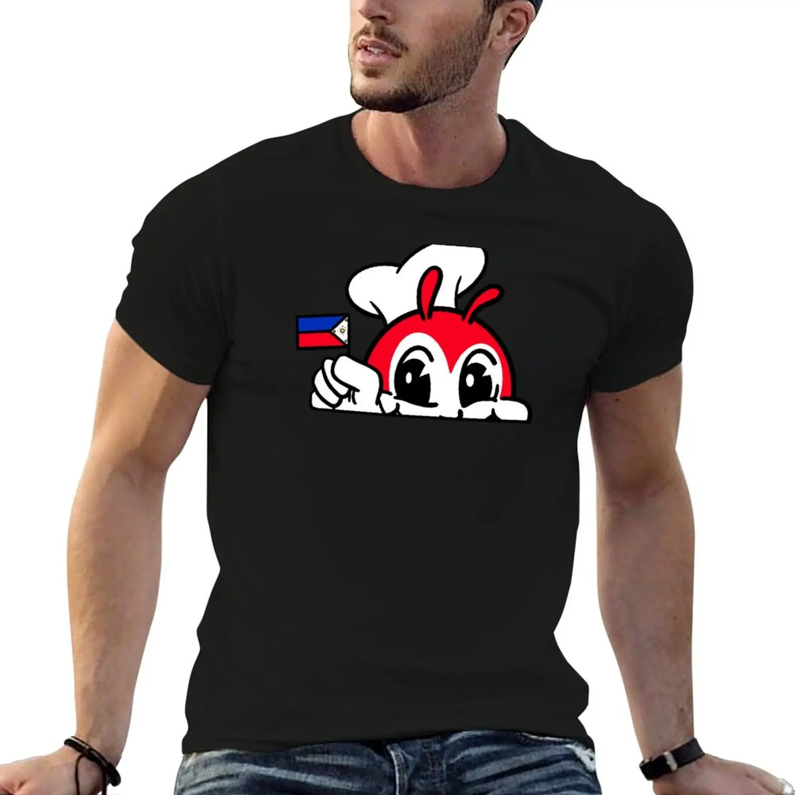 

t plain shirts FILIPINO cotton PHILIPPPINE black PEEKING 2 t-shirt cotton T-Shirt 100% for JOLLIBEE package FLAG man