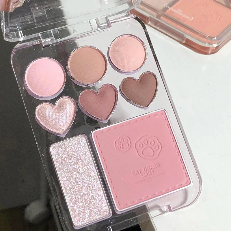 

【WHB】8-color Love Eyeshadow Palette - Blush High-light Integrated, Natural Long-lasting Light Shine for Daily Makeup Accessory