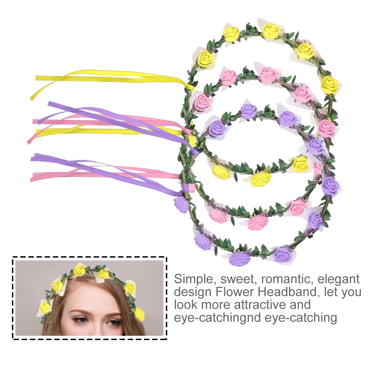 6 Pcs Glow Garland LED Flower Headband Crown Headbands Decorate Wreath Luminous Headpiece Eva