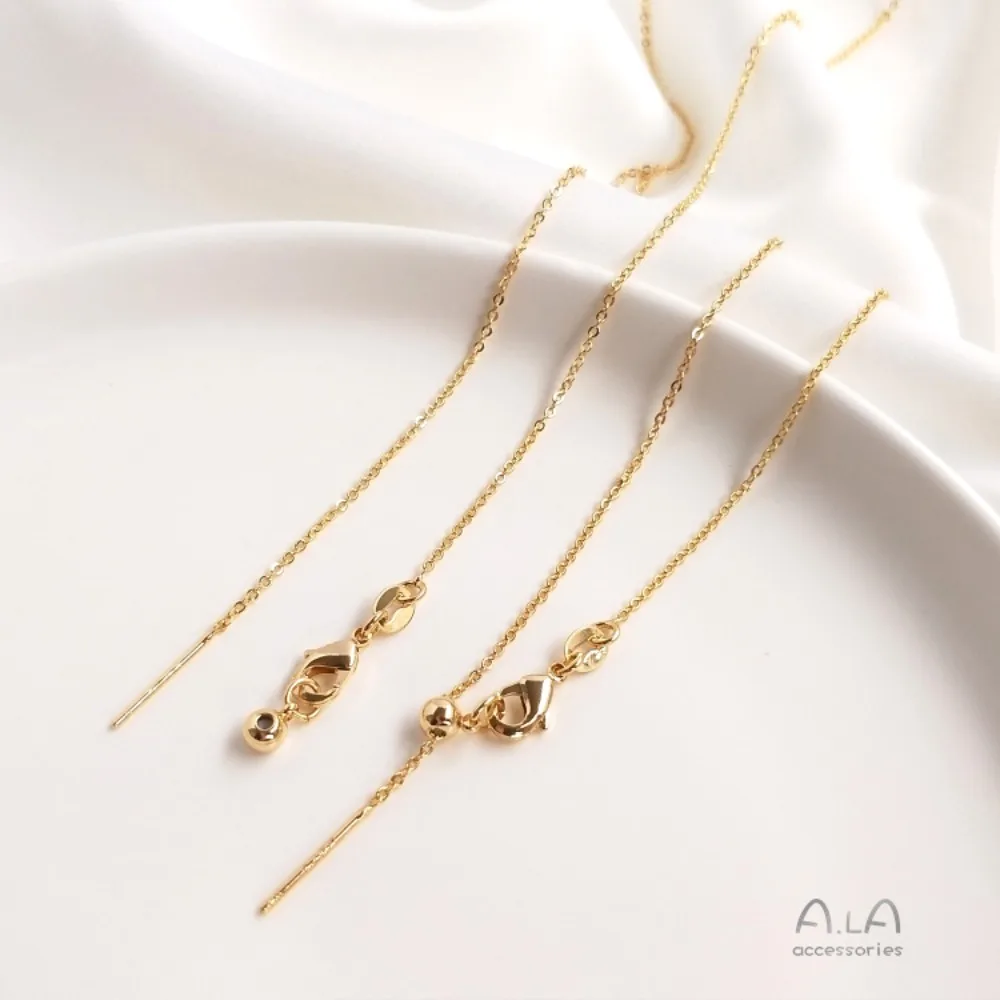 

14-каратное золотого цвета, регулируемый браслет, плоская О-цепочка, тонкая цепочка на ключицу, DIY веревка, ювелирная цепочка с кристаллами и жемчугом