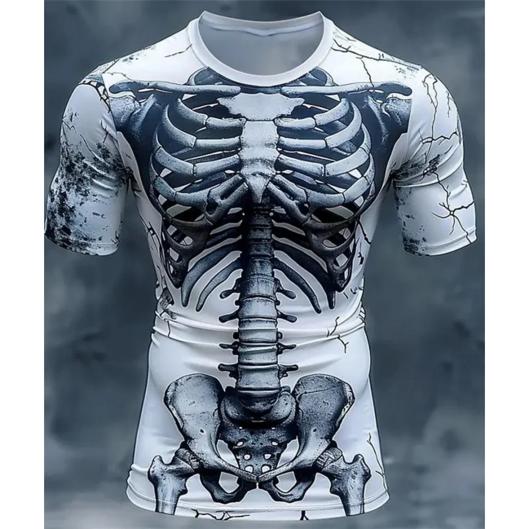 Футболка с рисунком человеческого черепа на Хэллоуин, летняя спортивная футболка с 3D принтом, быстросохнущая мужская футболка, детская одежда, футболка Y2k Woman