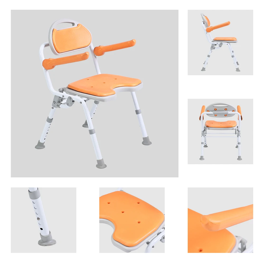 Tecforcare OEM ODM soft foldable shower chair for elderly bath chair for elderly adjustable height reclining shower chair