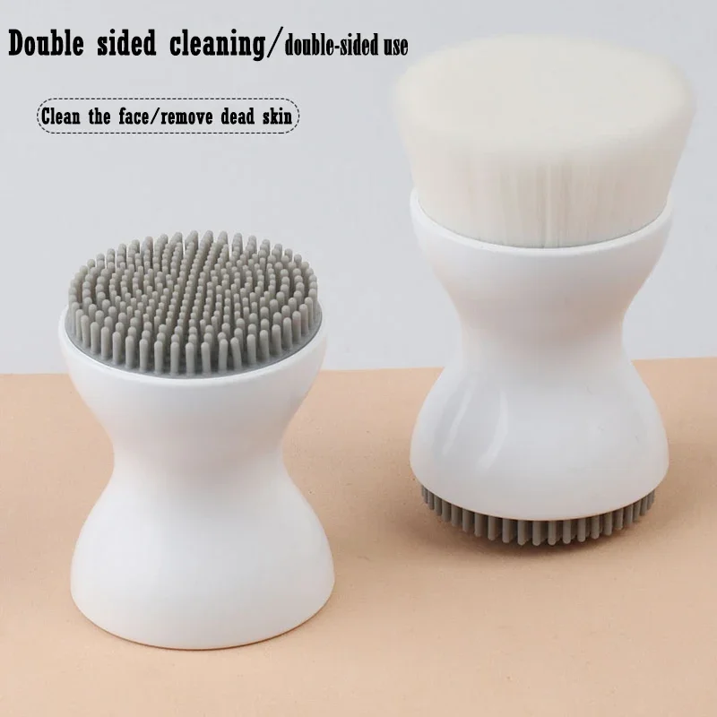 3 ألوان مزدوجة الوجهين تنظيف الوجه فرشاة تدليك يدوية للوجه شعيرات ناعمة مقشر المحمولة ماكياج أدوات غسل الوجه