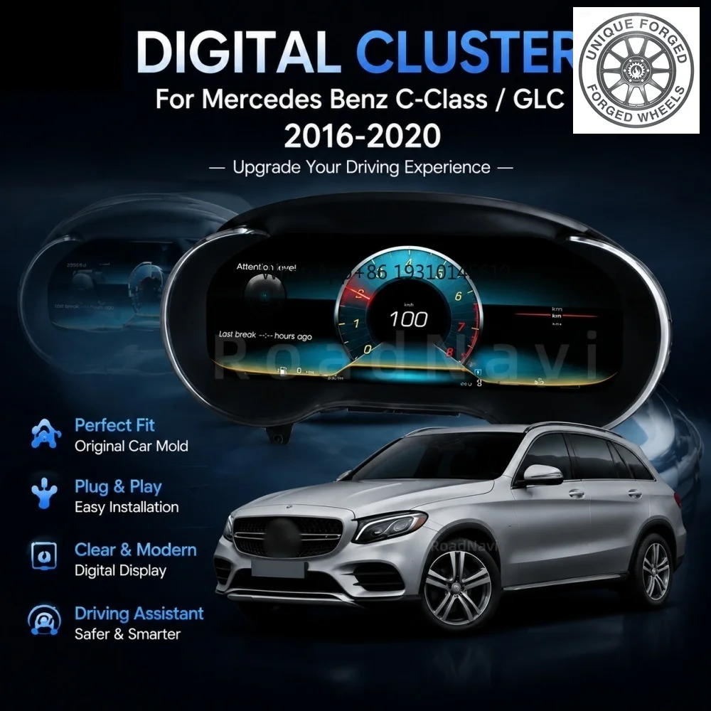 

26style BC RoadNavi Upgrade Dashboard Instrument for Mercedes Benz C-Class GLC 2016-2020 LCD Digital Cluster Car Panel Speedomet