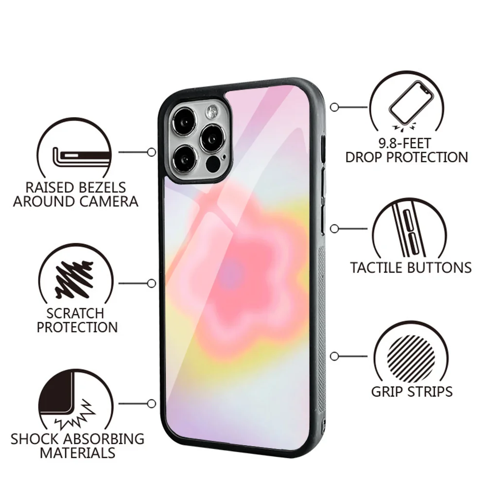 Aesthetic Aura Flower Phone Case For Samsung S10 S20 S21 S22 S24 S30 Plus ULTRA Mirror Acrylic Cover image 2