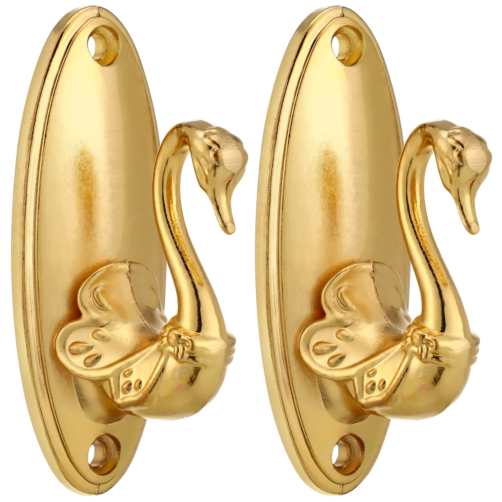 Pair of Vintage Swan Style Drapery Curtain Holdbacks Tieback Hooks (Golden) Swan curtain hook Vintage curtain tieback