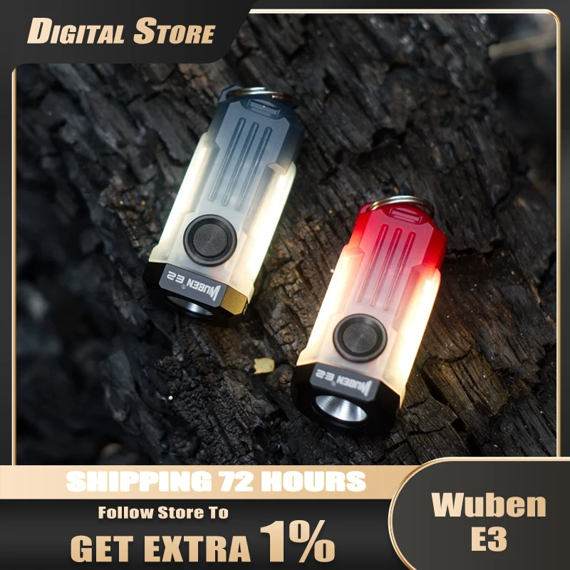 Wuben E2 Pulse Mini EDC Flashlight,150Lm Triple Light,Heartbeat Strobe,IP66 Pocket Torch for Camping & Night Running
