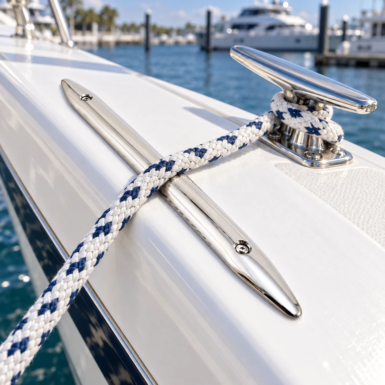 Marine Chafe Guard Strip in 316 Stainless Steel Rub Strake Protector for Mooring Lines on Yachts Boats Docks and Deck Hardware