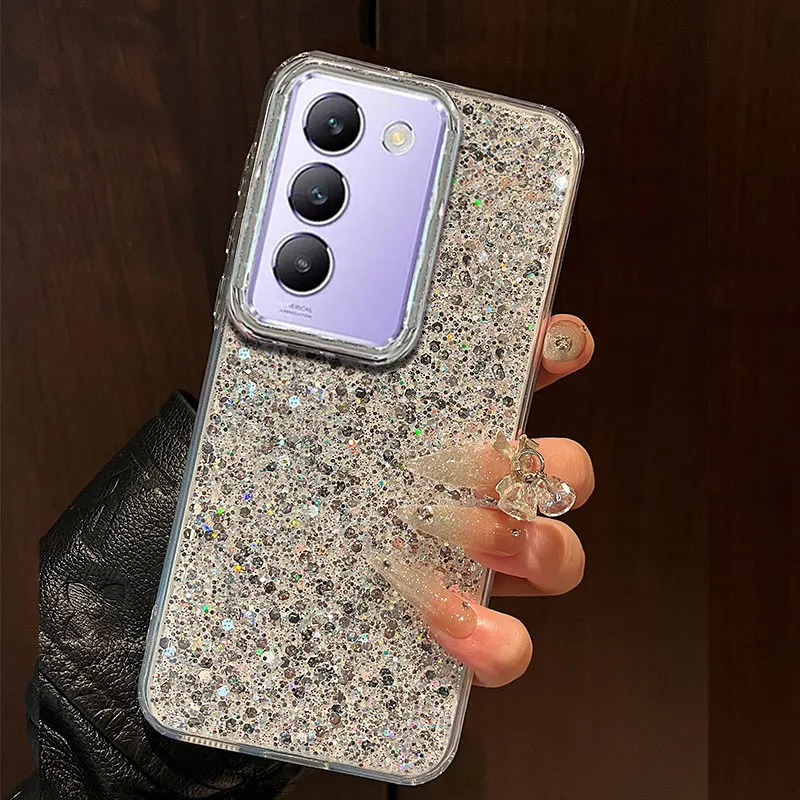 Роскошный противоударный чехол с блестками для Vivo V40 SE V30 V29 Lite V29 V27 pro Y28 Y38 Y58 Y78 Y36 V40E X200 pro mini блестящий роскошный чехол