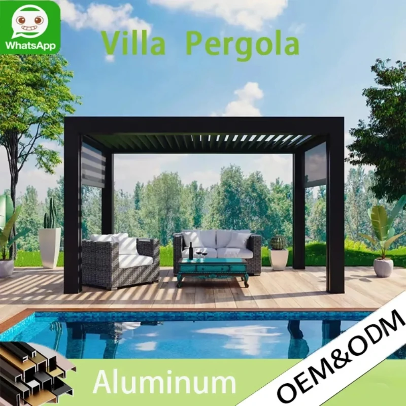 Aluminum Bioclimatic Pergola Gazebo, Waterproof Louvered Roof System, Outdoor Garden Patio Canopy Kit