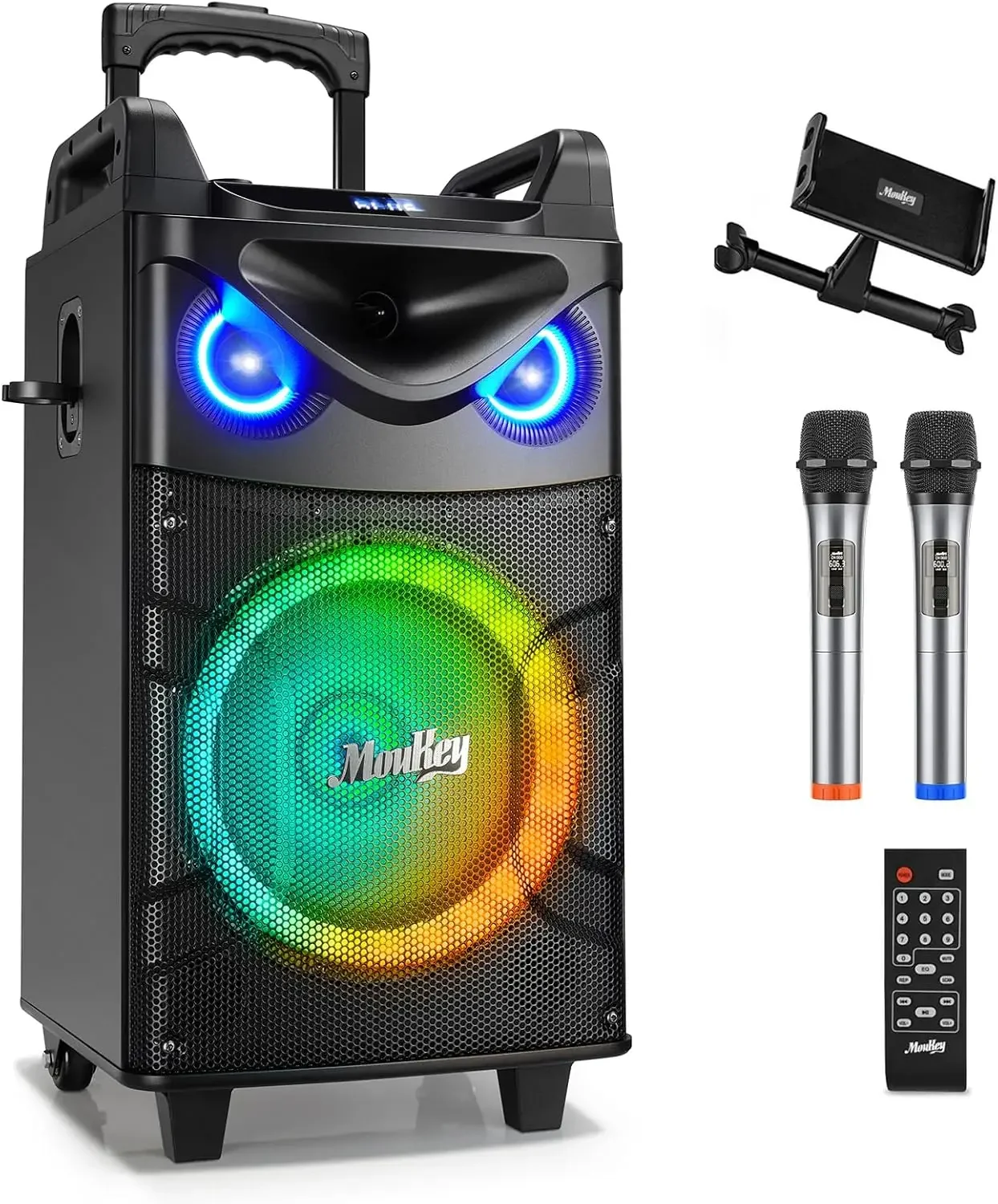 

Karaoke Machine, 12" Woofer PA System, Portable Bluetooth Speaker with 2 Wireless Microphones,TF/FM - MTs12-1