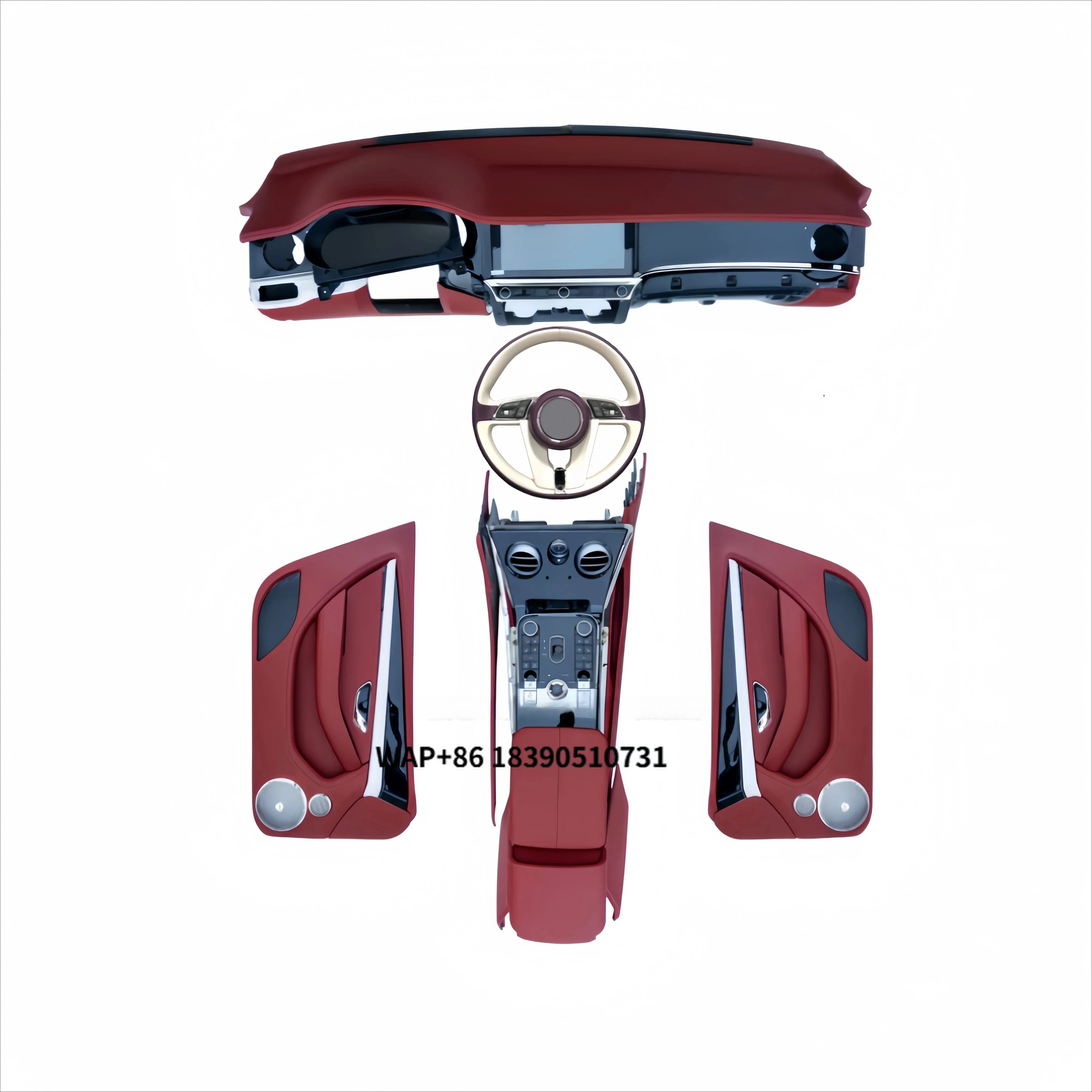 For Continental GT Interior Upgrade New Dashboard, Central Control Screen, Armrest Box, Steering Wheel, Door Panels