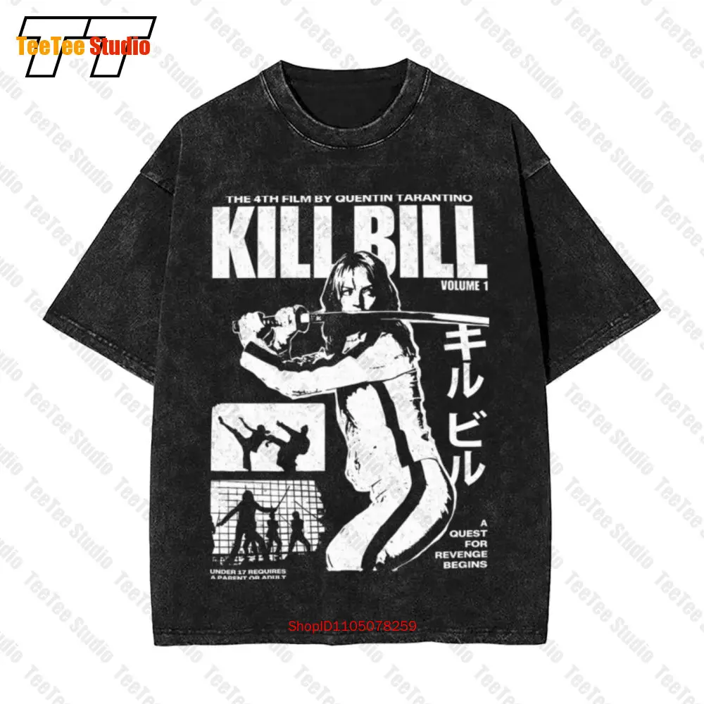 Kill Bill Vol 1 Vintage Black White Graphic Uma Thurman Vintage Oversized T-Shirt QE0L