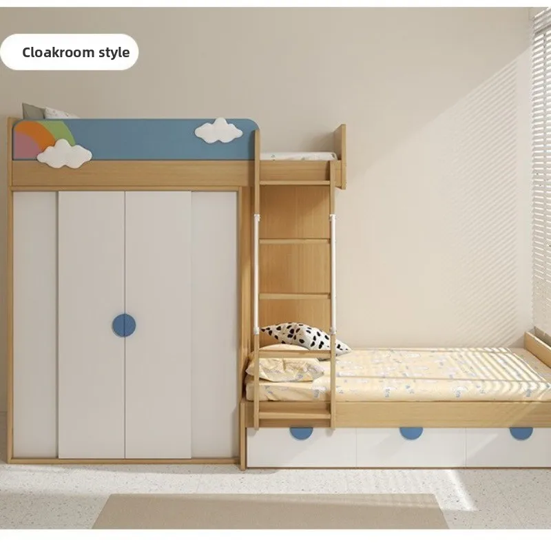 Furniture staggered upper and lower beds, double-layer mother-child beds, dislocated beds, small apartments with wardrobes