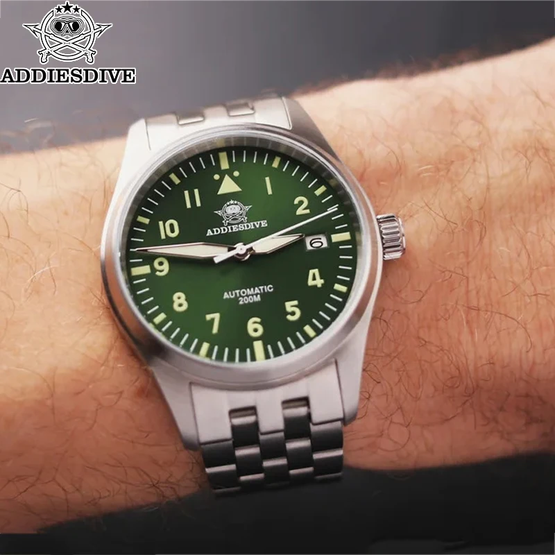 

ADDIESDIVE 39mm Mens Automati Watch NH35 Sapphire Mechanical Watches Stainless Steel Super Luminous 200M Diving MY-H2 Wristwatch