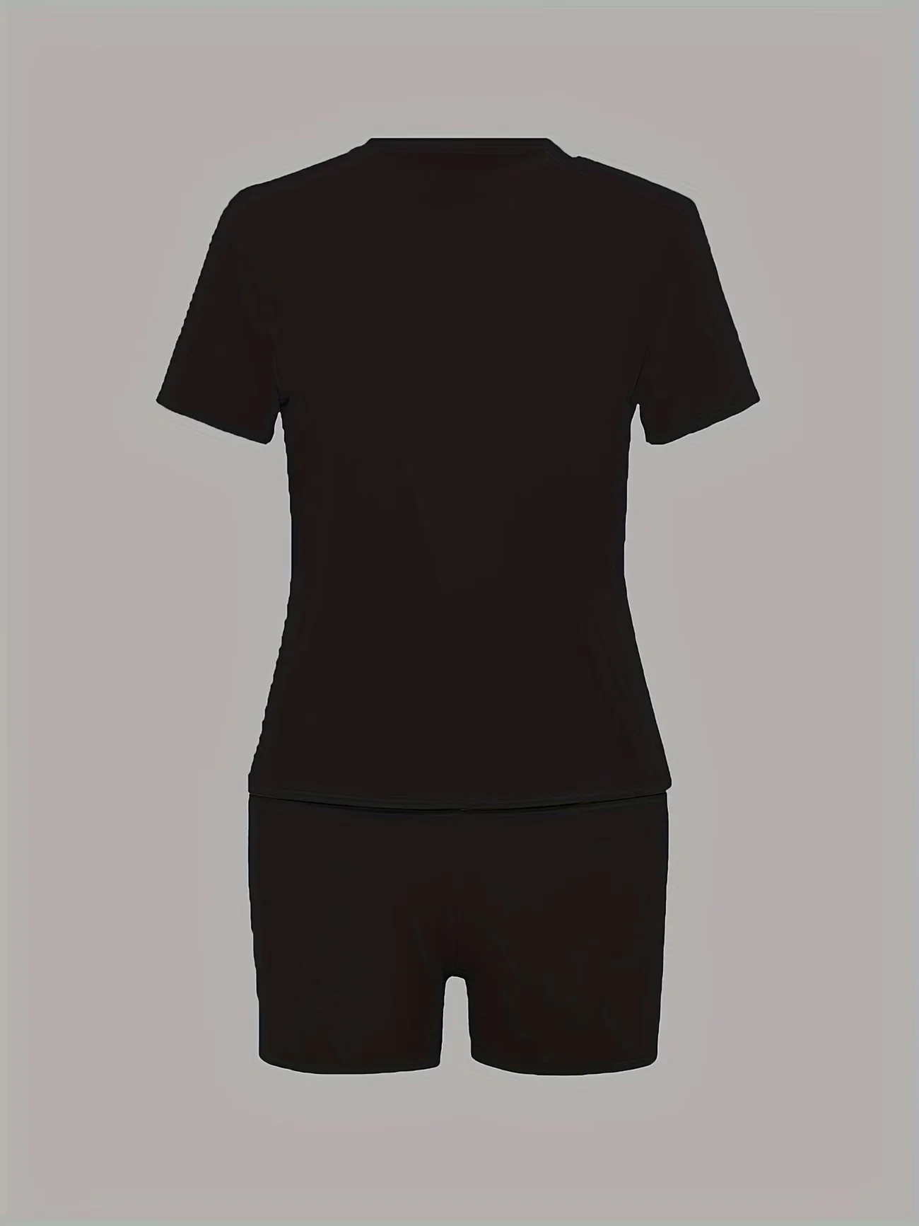 Damen-Set aus Oversize-Freizeit-T-Shirt und Shorts, mit Rundhalsausschnitt, Kurzarm, aus Strickstoff und mit Buchstaben-Herz-Print, geeignet – Detail 6