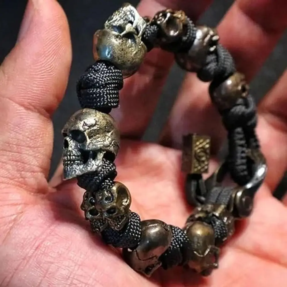 Nova cor preta paracord pulseira cor verde jóias acessórios tecido pulseira cordão crânio pulseira
