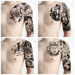 Tatuaje falso de dragón para hombres, pegatina temporal colorida, resistente al agua, duradera, Media uña