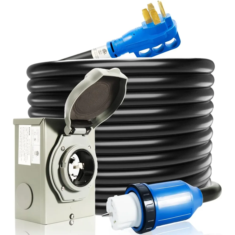 

50 Amp Generator Cord and Power Inlet Box, 50FT Generator Cords 50 Amp