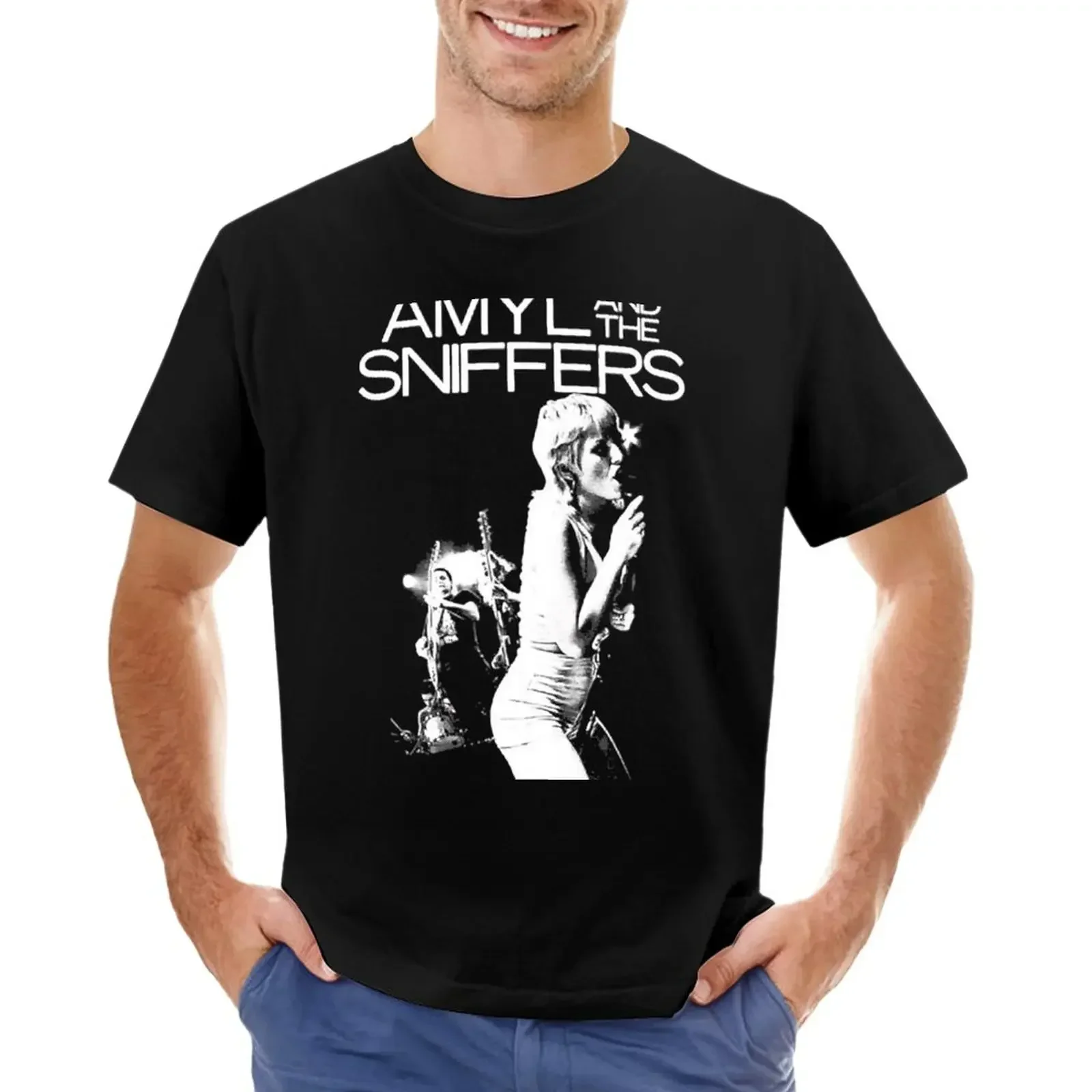 vintage clothes summer top mens tall t shirts AMYL AND THE SNIFFERS T-Shirt  2024 Summer vintage funny Short Sleeve tops