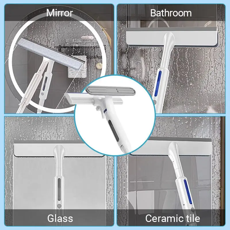 Nettoyeur de vitres multifonctionnel avec grattoir en silicone, vadrouille à spray pour vitres, outils ménagers pour livres