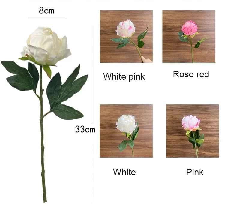 10 Stück Künstliche Pfingstrosenblüten aus Seide für Wohnzimmer-Dekoration, Hochzeits-Blumenarrangements, Fotografie-Requisiten, Pfingstrosen – Detail 1