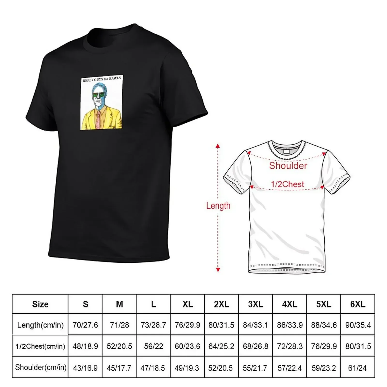 Philosopher Doodle Portrait: Reply Guys for Rawls T-Shirt vintage t shirts summer tops oversized t shirts for men