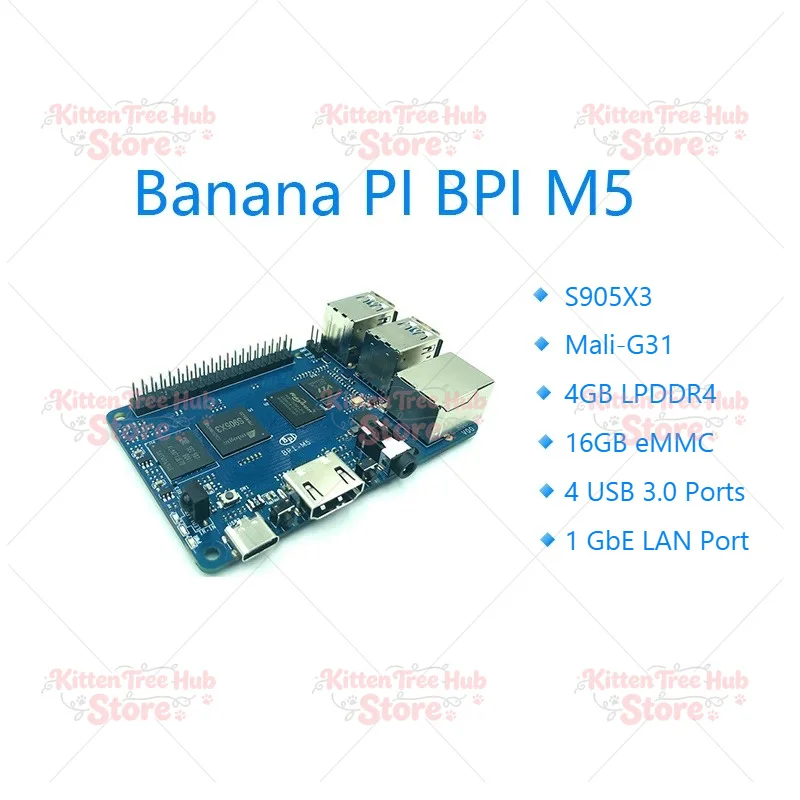 Banana PI BPI M5 New Generation Single Board Computer Amlogic S905X3 Design