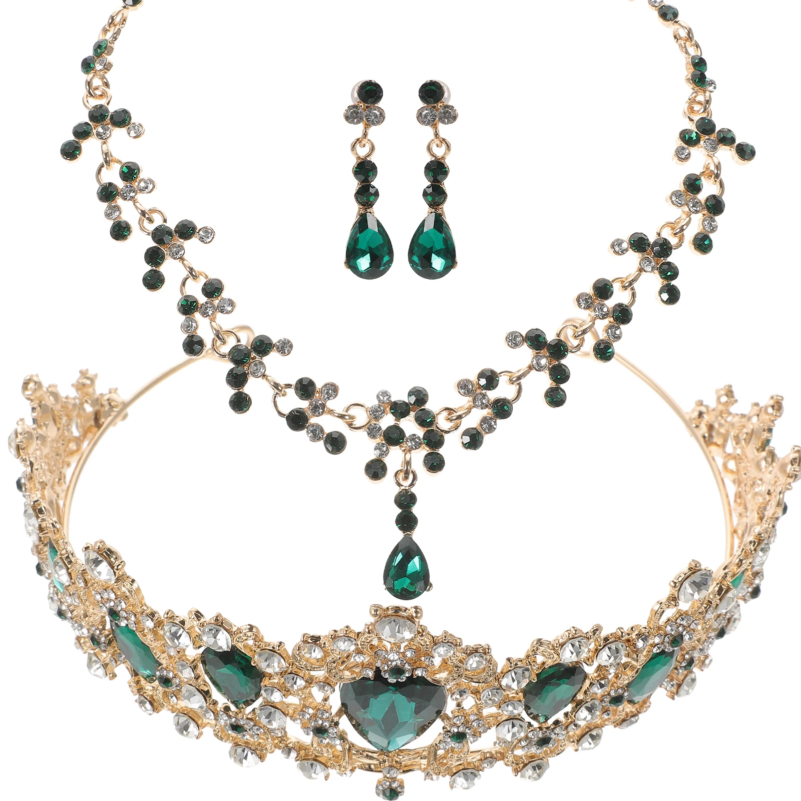 

Bridal Necklace Earring Set for Wedding Party Women Crown Vintage Bride Costume Accessories Elegant Jewelry Necklace