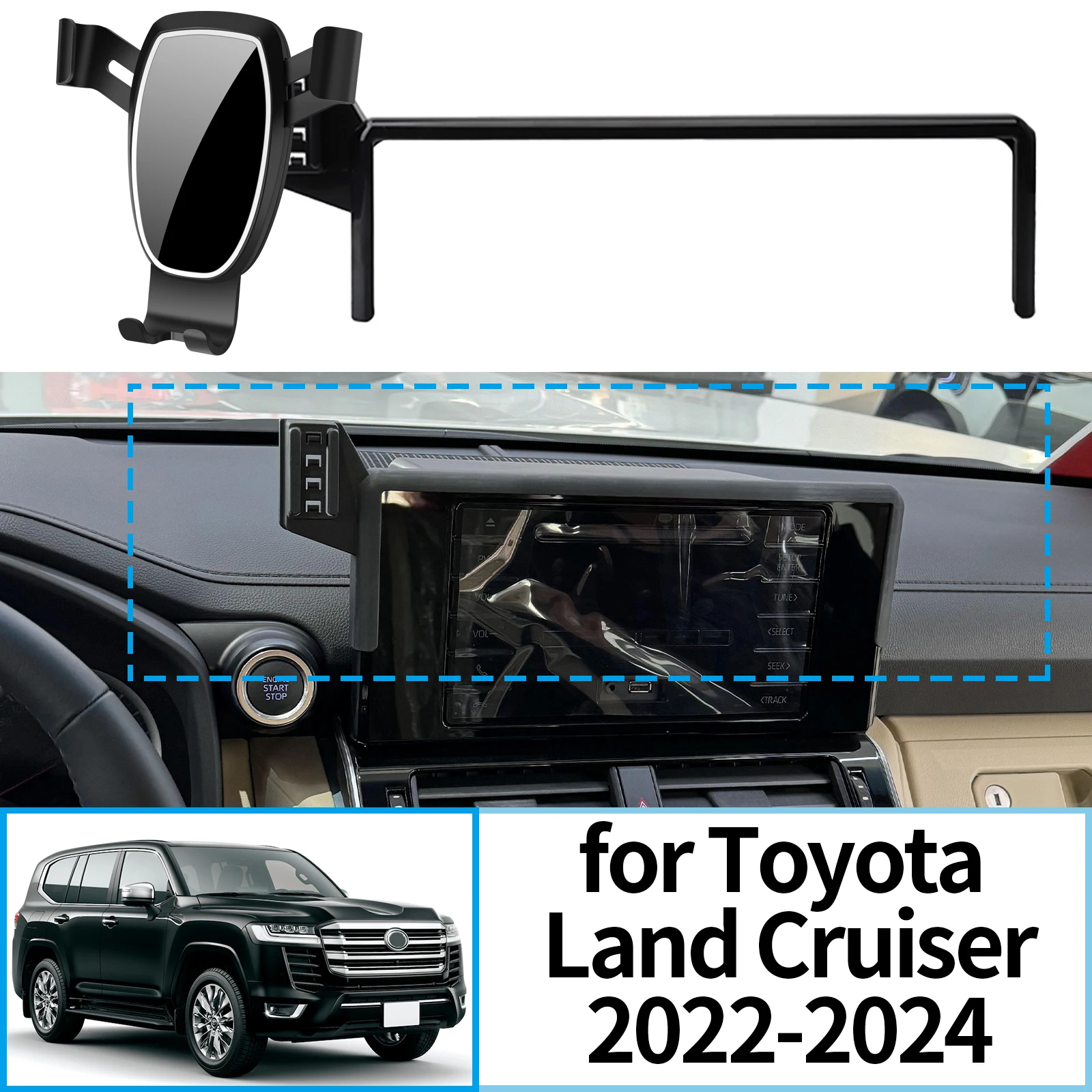 

fit for Toyota Land Cruiser LC300 GRX 2022 2023 2024 Navigation Bracke Screen Base Phone Holder Mount Car ​​accessoires