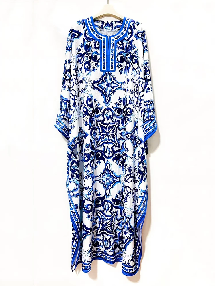 Robe pull à col semi-ouvert et imprimé géométrique rétro pour femmes, robe ample et bouffante, à la mode, été 2025