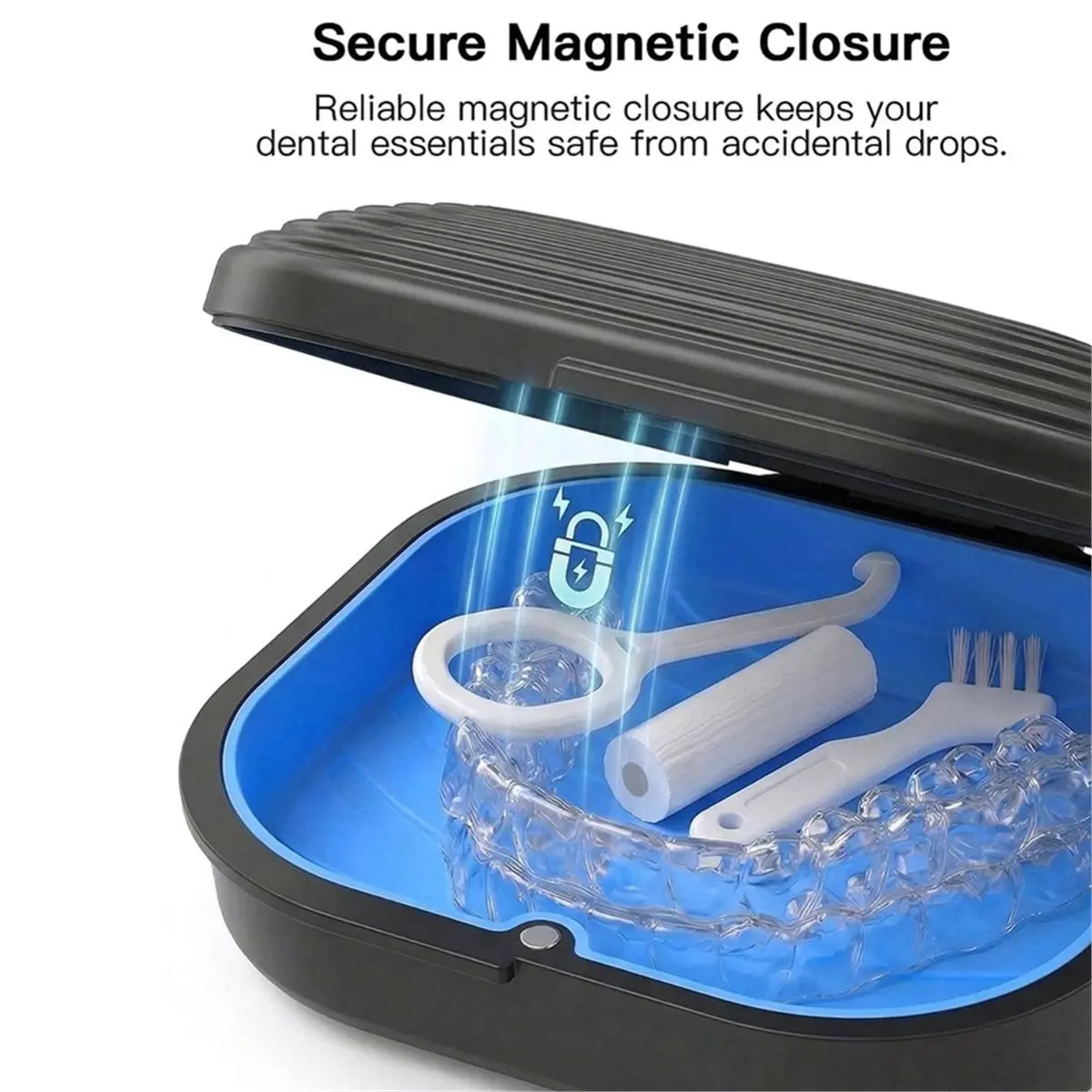 Retainer Case with Vent Holes, Aligner Case for , Portable Aligner Kit, Removable Silicone Liner Black