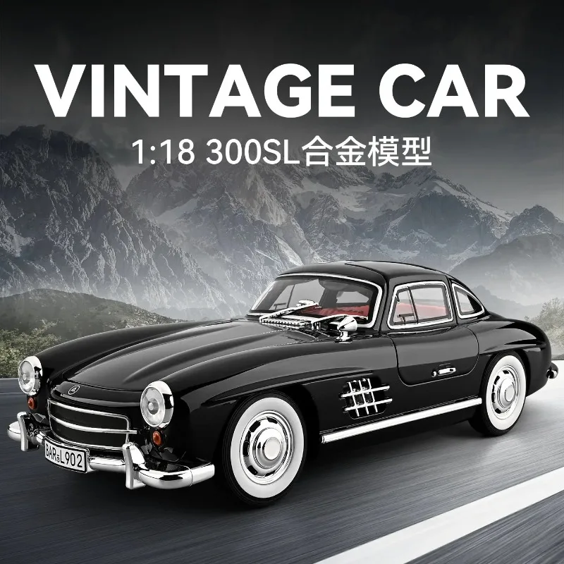 1:18 300SL Gullwing Luxury Classic Coupe Alloy Model Metal Diecast Car Home Decoration Computer Desktop Ornament
