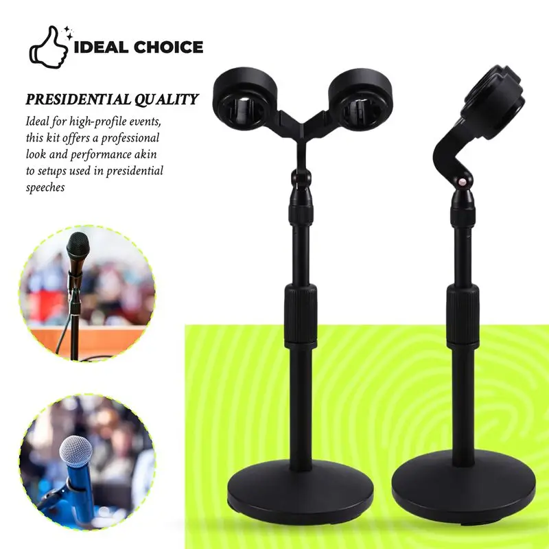 T23C Dual Microphone Stand Kit For SM57 Universal Twin Support Shock Mount Presidential Microphone Installation