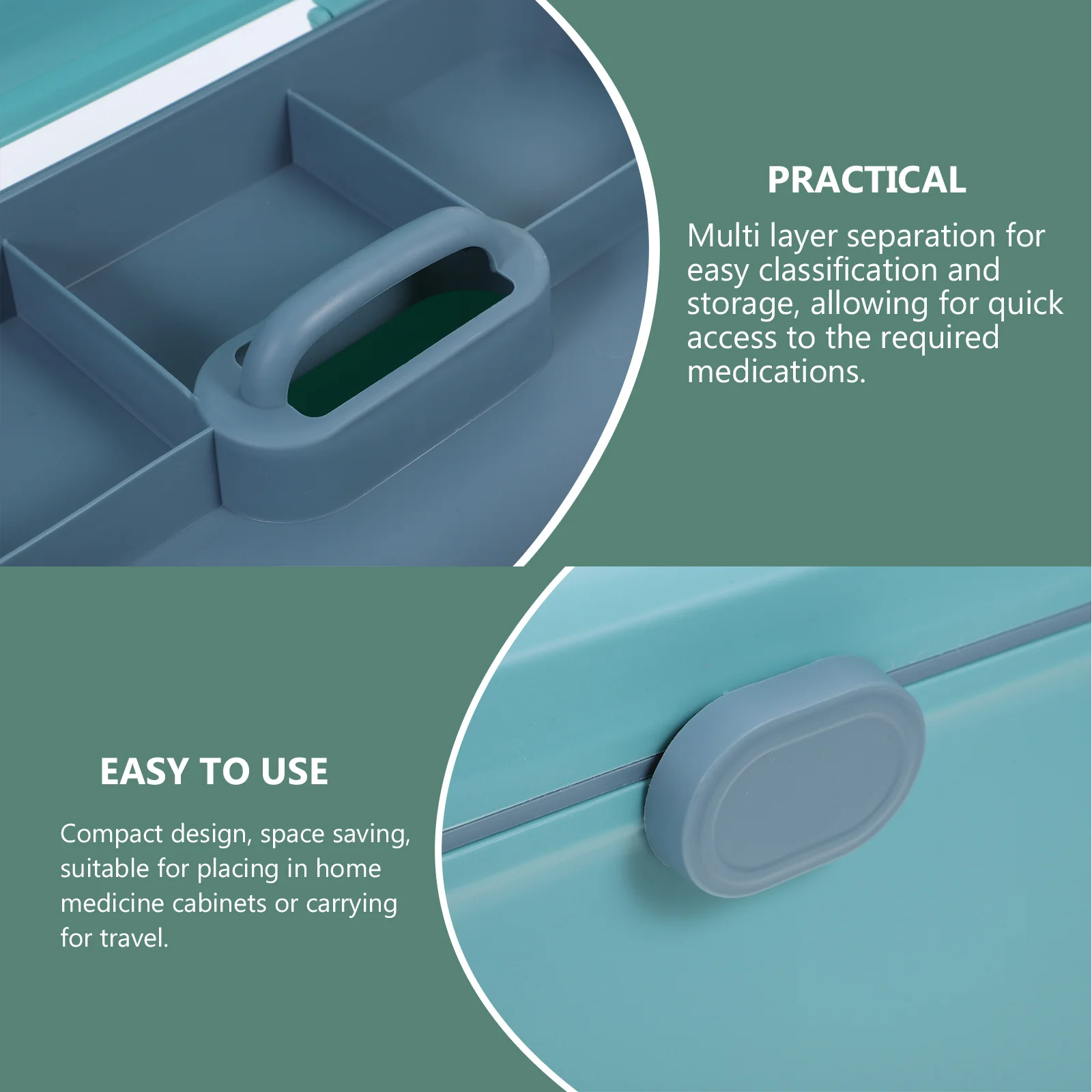 صندوق تخزين طبي ذو سعة كبيرة باللون الأزرق مع مقبض منظم أدوية محمول للسفر والتخييم وإمدادات الأدوية #5