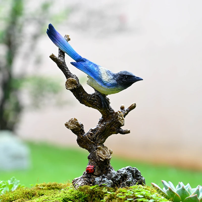 Simulation magpie ornament garden bonsai rockery landscaping decoration resin bird desktop living room porch furnishings