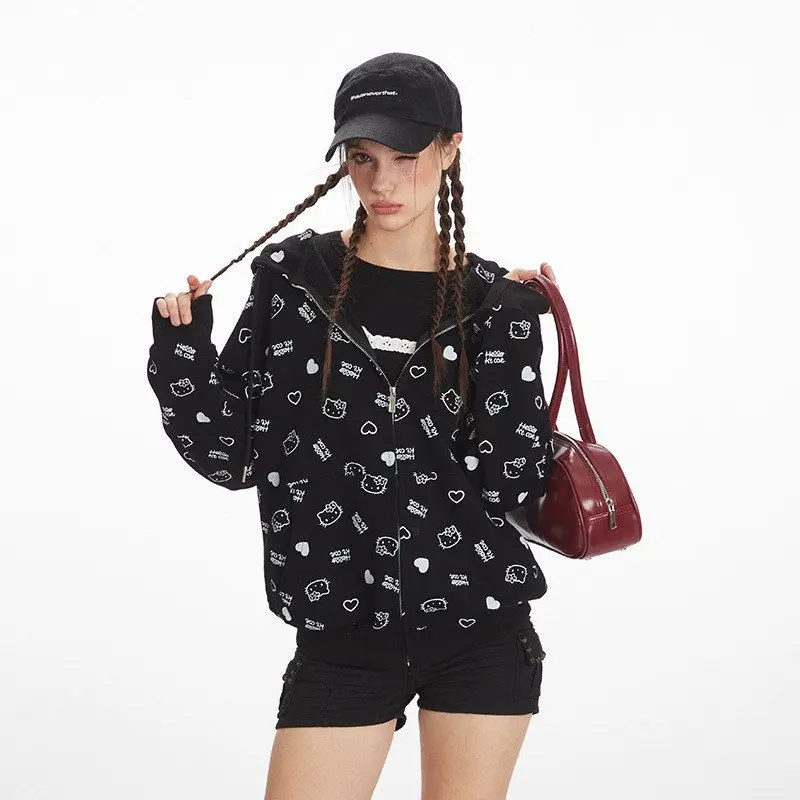 HeyHenry Women's Hoodie Sweatirt  Print Lazy Sle Loose Fit Open Cardigan Polyester Fiber Long Sve Autumn Winter Coat