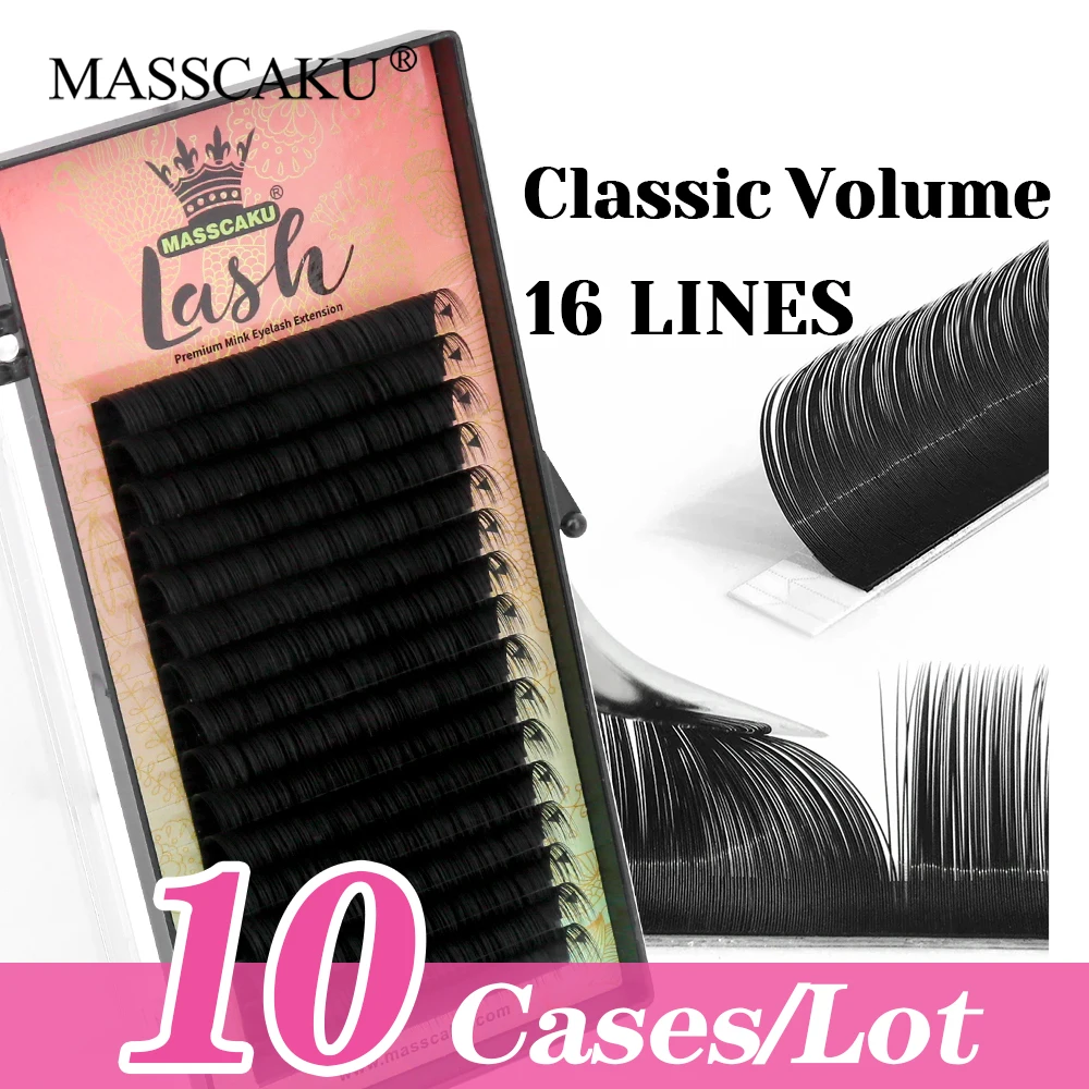 

High Quality MASSCAKU 10cases/lot Premium Faux Mink Regular Lash Long-lasting Multi-texture Classic Volume Lashes Makeup Tools