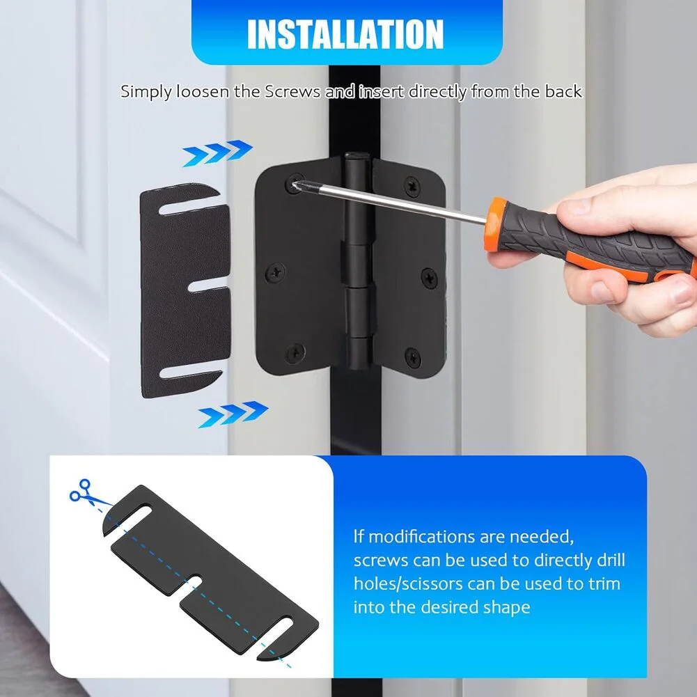15 PVC Door Hinge Shims for Interior Door Realignment Pre Molded Corners Fit Most Common Residential Hinge Types