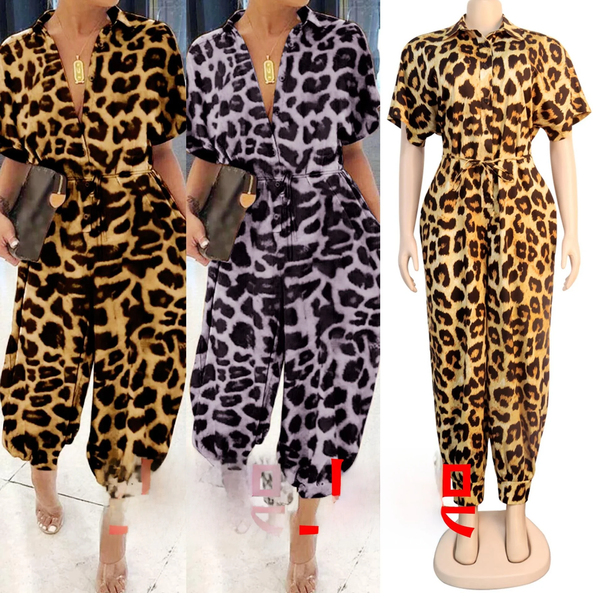 

Printed Strap Lapel Jumpsuit Women's Faion Spring Set Tee Pieces No Brand Registered Trademark K8893 2020 Seasonal