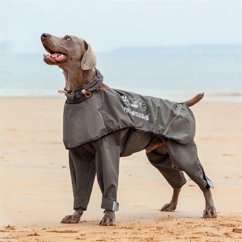 Dog raincoat Export quality waterproof comfort fabric reflective four-legged clothing hooded pet supplies