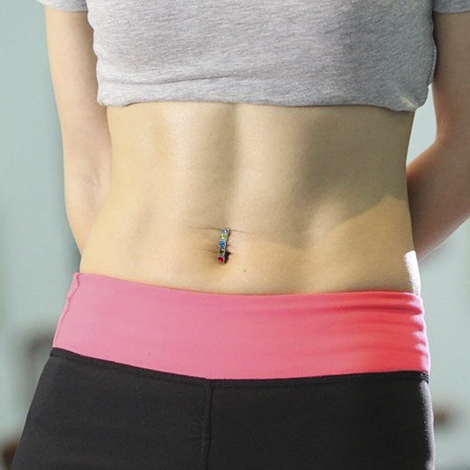 ثقب زر البطن الكريستالي من الفولاذ المقاوم للصدأ ، استرخى ، زهرة ، فاك ، عكس ، حلقات السرة ، العصرية ، الملحقات #4